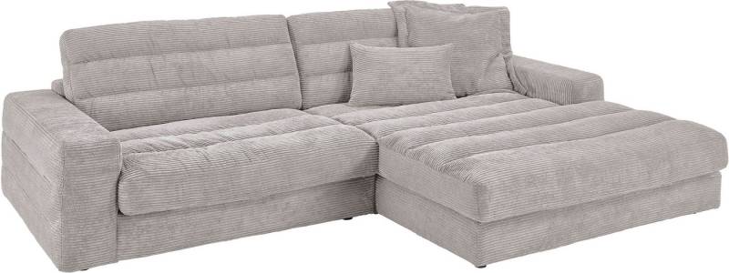 3C Candy Ecksofa Stripes Mega-Sofa, bequem und komfortabel, L-Form, Lose Rückenkissen, mit feiner Quersteppung, Cord-Bezug von 3C Candy