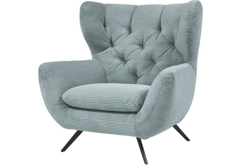 3C Candy Sessel Beatrice Ohrensessel mit Knopfheftung im Rücken, bequemer Retro Solitärsessel auch in Cord und Fellimitat von 3C Candy