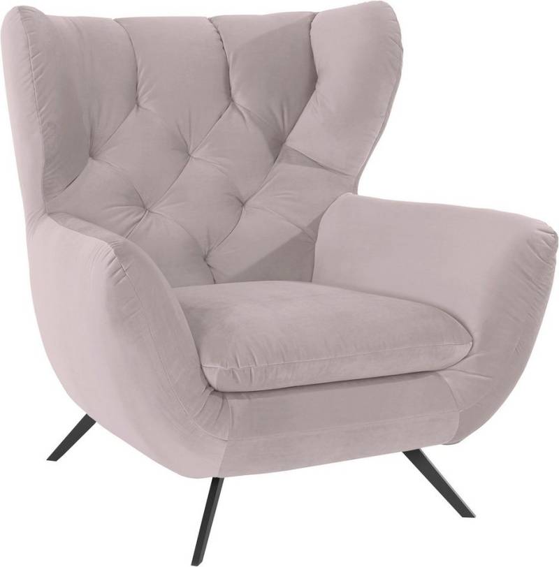 3C Candy Sessel Beatrice Ohrensessel mit Knopfheftung im Rücken, bequemer Retro Solitärsessel auch in Cord und Fellimitat von 3C Candy