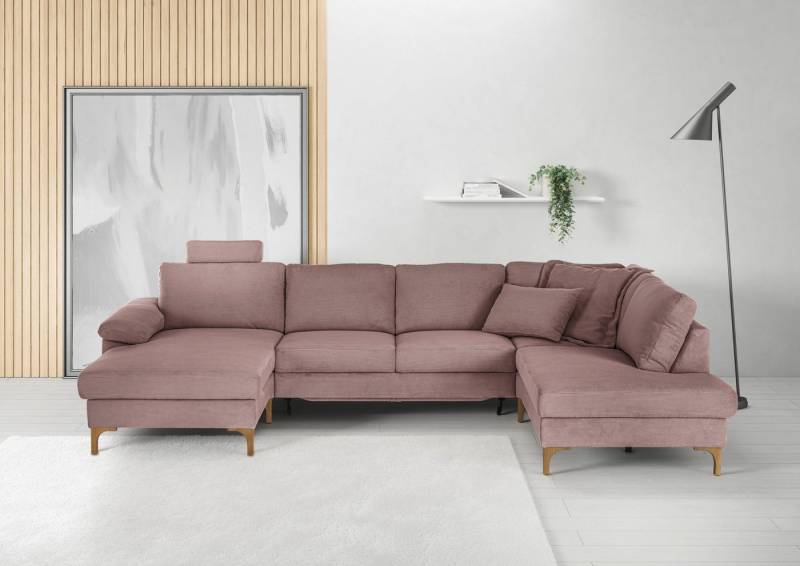 3C Candy Wohnlandschaft Lecce, wahlweise PUR-Schaumstoff oder Tonnentaschenfederkern U-Form, Bettkasten in Umbauecke und Longchair, sowie Querschläfer im 2-Sitzer von 3C Candy