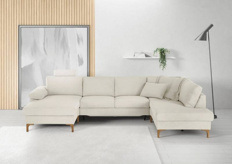 3C Candy Wohnlandschaft Lecce, wahlweise PUR-Schaumstoff oder Tonnentaschenfederkern U-Form, Bettkasten in Umbauecke und Longchair, sowie Querschläfer im 2-Sitzer von 3C Candy