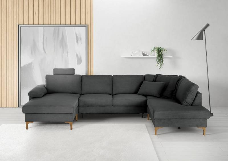 3C Candy Wohnlandschaft Lecce, wahlweise PUR-Schaumstoff oder Tonnentaschenfederkern U-Form, Bettkasten in Umbauecke und Longchair, sowie Querschläfer im 2-Sitzer von 3C Candy