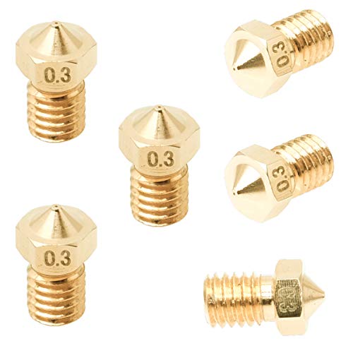 3D FREUNDE 6 Stk. Set J-head E3D V5/V6 bowden RepRap Extruder Hotend Düse aus Messing für 1.75mm Filament 3D Drucker printer Nozzle M6 (6 * 0.3mm) von 3D FREUNDE