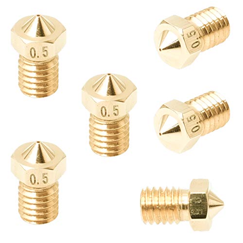 3D FREUNDE 6 Stk. Set J-head E3D V5/V6 bowden RepRap Extruder Hotend Düse aus Messing für 1.75mm Filament 3D Drucker printer Nozzle M6 (6 * 0.5mm) von 3D FREUNDE