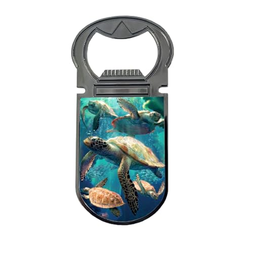 3D LiveLife Flaschenöffner - Meeresschildkröte schwimmen von Deluxebase Schildkröte magnetischer Getränkeöffner mit linsenförmigem 3D-Bild. Kühlschrankmagnet Geschenke für Küche und Barzubehör von 3D LiveLife