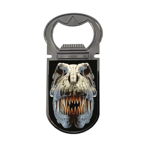 3D LiveLife Flaschenöffner - T-Rex Totenkopf von Deluxebase Dinosaurier Magnetischer Getränkeöffner mit linsenförmigem 3D-Bild Kühlschrankmagnet Geschenke für Küche und Bar Zubehör von 3D LiveLife