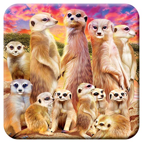 3D LiveLife Kork Matte - Coole Erdmännchen von Deluxebase. Linsenförmige-3D-Kork Safari Untersetzer. rutschfeste Getränkematte mit Originalkunstwerk lizenziert vom bekannt Künstler Michael Searle von 3D LiveLife