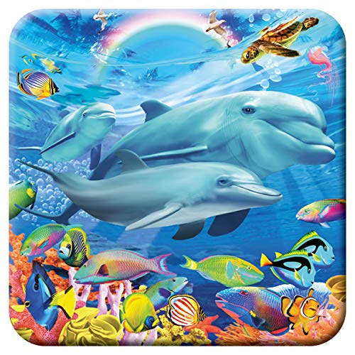 3D LiveLife Kork Matte - Delfin von Deluxebase. Linsenförmige-3D-Kork Ozean Untersetzer. rutschfeste Getränkematte mit Originalkunstwerk lizenziert vom bekannt Künstler Michael Searle von 3D LiveLife