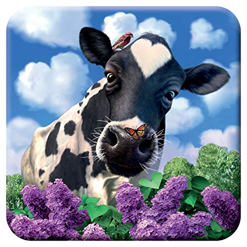 3D LiveLife Kork Matte - Neugirig Kuh von Deluxebase. Linsenförmige-3D-Kork Bauernhof Untersetzer. rutschfeste Getränkematte mit Originalkunstwerk lizenziert vom bekannt Künstler Jerry LoFaro von 3D LiveLife
