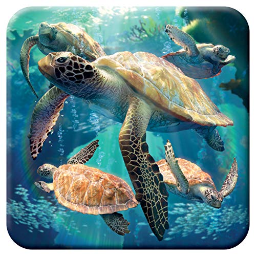 3D LiveLife Kork Matte - Schildkröte Schwimmen von Deluxebase. Linsenförmige-3D-Kork Ozean Untersetzer. rutschfeste Getränkematte mit Originalkunstwerk lizenziert vom bekannt Künstler David Penfound von 3D LiveLife