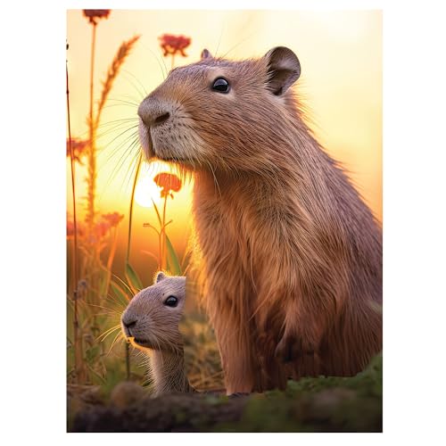 3D LiveLife Lenticular Wall Art Prints - Cute Capybaras from Deluxebase Ungerahmtes 3D Capybara Rabbit Poster Ein perfekter Wandfüller Original-Kunstwerk lizenziert vom renommierten Künstler David von 3D LiveLife