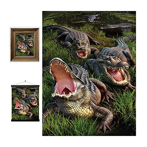 3D LiveLife Linsenförmige Wandkunst Drucke - Alligator Bog von Deluxebase. Ungerahmtes 3D Alligator Poster. Perfekter Wandfüller. Original kunstwerk lizenziert von bekannt künstler, Jerry LoFaro von 3D LiveLife