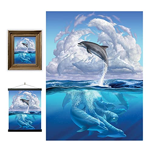3D LiveLife Linsenförmige Wandkunst Drucke - Delphinsinfonie von Deluxebase. Ungerahmtes 3D Ozean Poster. Perfekter Wandfüller. Original kunstwerk lizenziert von bekannt künstler, Jerry LoFaro von 3D LiveLife
