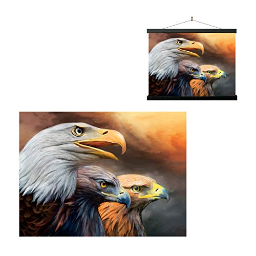 3D LiveLife Linsenförmige Wandkunst Drucke - Drei Adler von Deluxebase. Ungerahmtes 3D Vogel Poster. Perfekter Wandfüller. Original kunstwerk lizenziert von bekannt künstler, Carol Cavalaris von 3D LiveLife