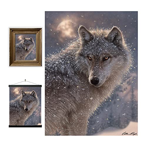 3D LiveLife Linsenförmige Wandkunst Drucke - Einsamer Wolf von Deluxebase. Ungerahmtes 3D Tier Poster. Perfekter Wandfüller. Original kunstwerk lizenziert von bekannt künstler, Collin Bogle von 3D LiveLife