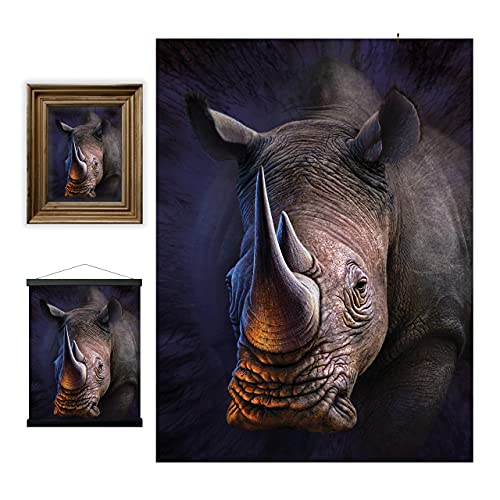 3D LiveLife Linsenförmige Wandkunst Drucke - Weißes Nashorn von Deluxebase. Ungerahmtes 3D Safari Tier Poster. Perfekter Wandfüller. Original kunstwerk lizenziert von bekannt künstler, Jerry LoFaro von 3D LiveLife