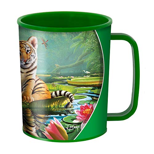 3D LiveLife Trinkbecher - Tiger Lily von DeluxeBase. 3D Linsenförmige Große Katze Plastikbecher. 300ml Becher für Kinder mit Original Kunstwerk, lizenziert von bekannt Künstler, Jerry LoFaro von 3D LiveLife