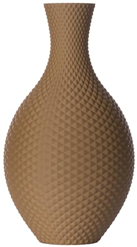 3D Vase Blumenvase/Dekovase Shiva 30 cm für Schnitt-/ Trockenblumen | nachhaltig | wasserdicht (Braun) von 3D Vase