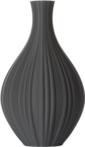 3D Vase Blumenvase Dekovase Alva M 23cm für Schnitt-/ Trockenblumen | nachhaltig | Pampasgras (Dunkelgrau) von 3D Vase