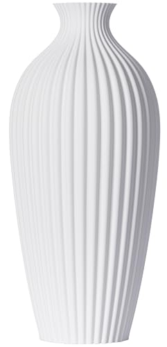 3D Vase Dekovase Saskia L 30cm Bodenvase Vase Pampasgras für Trockenblumen Weiß von 3D Vase
