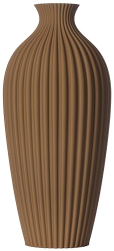 3D Vase Dekovase Saskia XL 38cm Bodenvase Vase Pampasgras Trockenblumen Braun von 3D Vase