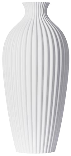 3D Vase Dekovase Saskia XL 38cm Bodenvase Vase für Pampasgras Trockenblumen Weiß von 3D Vase