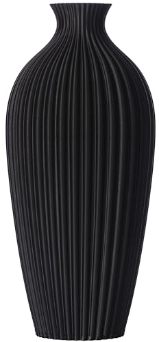 Blumenvase/Dekovase Saskia M 24 cm für Schnitt-/ Trockenblumen | nachhaltig | wasserdicht | Pampasgras (Schwarz) von 3D Vase