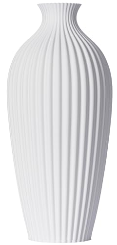 Blumenvase/Dekovase Saskia M 24 cm für Schnitt-/ Trockenblumen | nachhaltig | wasserdicht | Pampasgras (Weiß) von 3D Vase