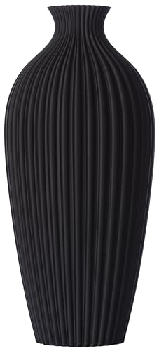 3D Vase Dekovase Saskia XL 38cm Bodenvase Vase Pampasgras Trockenblumen Schwarz von 3D Vase