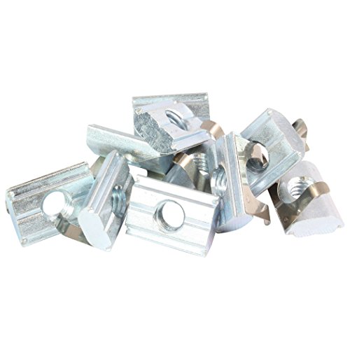 100x Nutenstein einschwenkbar mit Feder Nut 8 - Typ B - M5 mit Steg, Stahl von 3D24