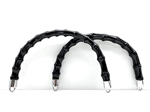 Griffe aus Bambus, Handtaschen-Griffe zur Herstellung von Handtaschen, Geldbörsen, Taschen, als Ersatzgriff, rund und U-förmig, ein Paar (2 Stück) 22cm - Black U-Form von 3DANCraftit