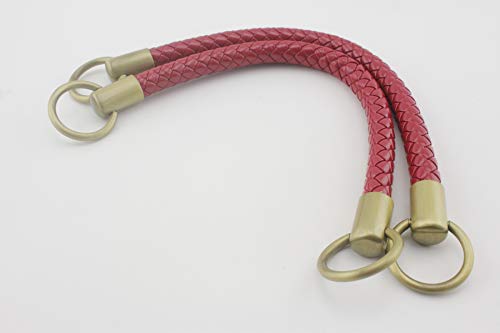 K54 Handtaschengriffe, 30,5 cm, gehäkelt, Kunstleder, Handtaschengriffe, Handtaschengriff für Taschen, Geldbörsen, Griffersatz, Rot, 2 Stück von 3DANCraftit