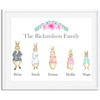 Peter Rabbit Familie Personalisiertes Aquarell Premium Druck Bild - Kinderzimmer Neu Baby Geschenk Muttertag Hochzeit Weihnachten Design 1 Peter Rabbit Familie Personalisiertes Aquarell Premium Druck Bild - Kinderzimmer Neu Baby Geschenk Muttertag Hochzeit Weihnachten Design 1 von 3DButterflydesignsuk