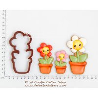 Blume Im Topf Ausstechform | Keks - Fondant Ton Ausstechformen Keksausstecher Importstück von 3DCookieCutterShop