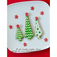 Eckiges Weihnachtsbaum-Trio-Ausstechformen-Set von 3DCookieCutterShop