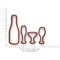 Flasche + Gläser Ausstecher-Set | Keks - Fondant Tonschneider Keksausstecher Stück Importieren von 3DCookieCutterShop