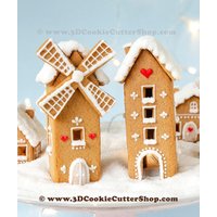 Kleine Lebkuchenmühle + Turm-Ausstechformen-Set | Ausstechformen-Set Aus Tonhaus Haus Ausstecher von 3DCookieCutterShop
