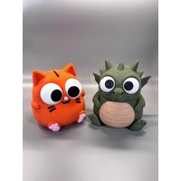 Spardose Drache Oder Katze - 3D Druck Für Kinder & Erwachsene Geschenkidee Tierfigur Nachhaltige Sparbüchse Pla von 3DDougBerlin