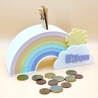Regenbogen Spardose Pastell - Personalisierbar von 3DDruckraum
