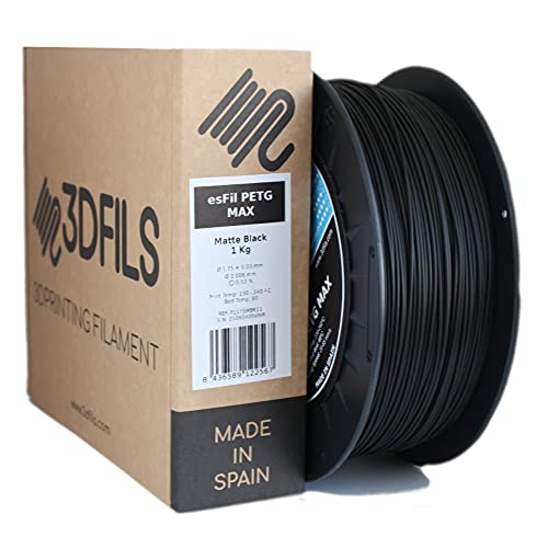 3DFILS - PETG Filament mattschwarz für 3D-Druck (1,75 mm / 1 kg, mattschwarz) von 3DFILS