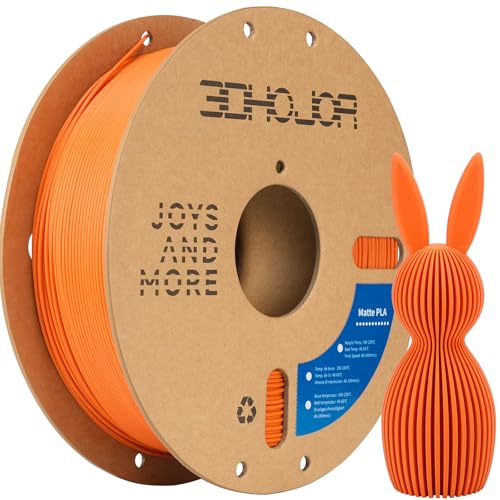 3DHoJor Matte PLA Filament Orange 1KG, Matte Oberfläche 3D Drucker Filament, Mattierte Textur, Maßgenauigkeit +/- 0.02mm, für die meisten FDM 3D Drucker von 3DHoJor