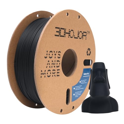 3DHoJor Matte PLA Filament Schwarz 1KG, Matte Oberfläche 3D Drucker Filament, Mattierte Textur, Maßgenauigkeit +/- 0.02mm, für die meisten FDM 3D Drucker von 3DHoJor