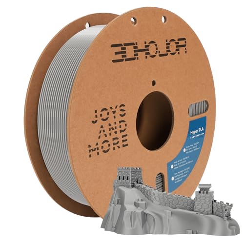3DHoJor PLA Filament 1.75mm Silber 1KG, 3D Drucker Filament Maßgenauigkeit +/- 0,02 mm, Filament 3d Druckmaterialien, Super Speedy PLA Filament für 3D Drucker von 3DHoJor