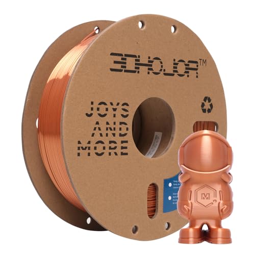 3DHoJor Silk PLA Filament 1.75mm 1KG mit Seidenglattes Finish, Seidig Metallisch 3D Drucker Filament PLA, Hochglänzende Oberfläche, Maßgenauigkeit +/- 0.03mm,Kupfer von 3DHoJor