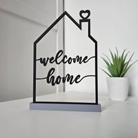 Haus Mit Welcome Home Schriftzug - Dekoration Individuell Wählbare Farben 3D-Gedruckt Aus Pla von 3DLetterLoft