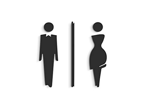 3DP Signs - 15 cm Geprägt Toilette Design türschild SA110 wc schilder selbstklebend - Moderne Damen wc Aufkleber Bad Schild für türen - Mann und Frau Toilettenschild (Prime Schwarz) von 3DP