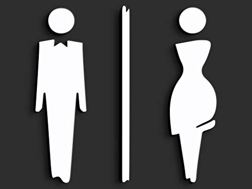 3DP Signs - Geprägt Toilette türschild SA110 wc schilder selbstklebend, Damen Herren Aufkleber, Mann Frau Badezimmer (2 Symbole Ihrer Wahl, Weiß) von 3DP
