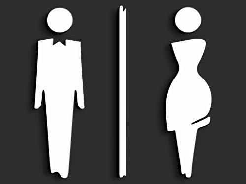 Signs - Geprägt Toilette türschild SA110 wc schilder selbstklebend, Damen Herren Aufkleber, Mann Frau Badezimmer (2 Symbole Ihrer Wahl, Weiß) von 3DP