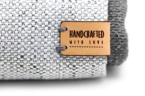 Faltbare Handgefertigte Lederetiketten handcrafted with love Mod. HMO4 - Exklusive gravierte echte italienische Leder-Tags - Handade leather labels tags (15 Stück - Angepasster Text) von 3DP