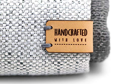 Faltbare Handgefertigte Lederetiketten handcrafted with love Mod. HMO4 - Exklusive gravierte echte italienische Leder-Tags - Handade leather labels tags (30 Stück - Standard Text) von 3DP